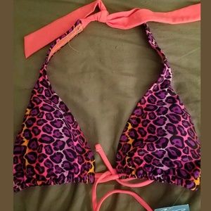 California Waves Triangle Bikini Top L Animal Prin